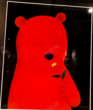 红色的可爱熊摄影图片