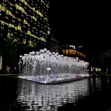 城市喷泉夜景摄影图片