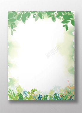 绿色树叶背景春天专题海报展板背景