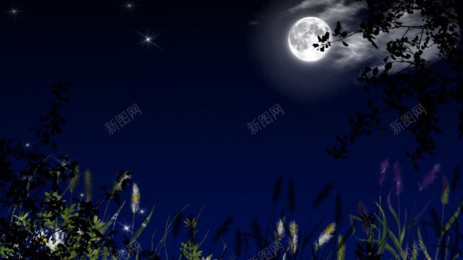夜晚明月天空背景壁纸背景光束星背景