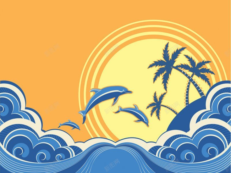 复古波浪波纹海浪和月亮太阳矢量背景图平面25个jpg设计背景_新图网 https://ixintu.com 图形创意 淘宝网