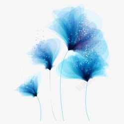 手绘蓝色花卉花朵鲜花透明图素材