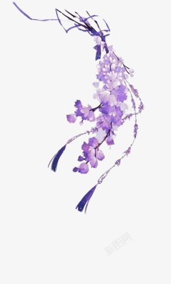 水彩紫色花束插画图素材