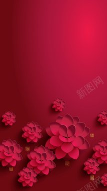 红色花开富贵新年背景HTML网H5背景背景