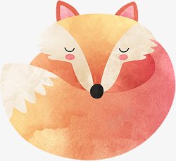 手绘水彩可爱狐狸图手绘彩绘水彩插画素材