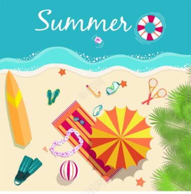 夏日夏天度假沙滩平面广告促销海报背景AIP背景