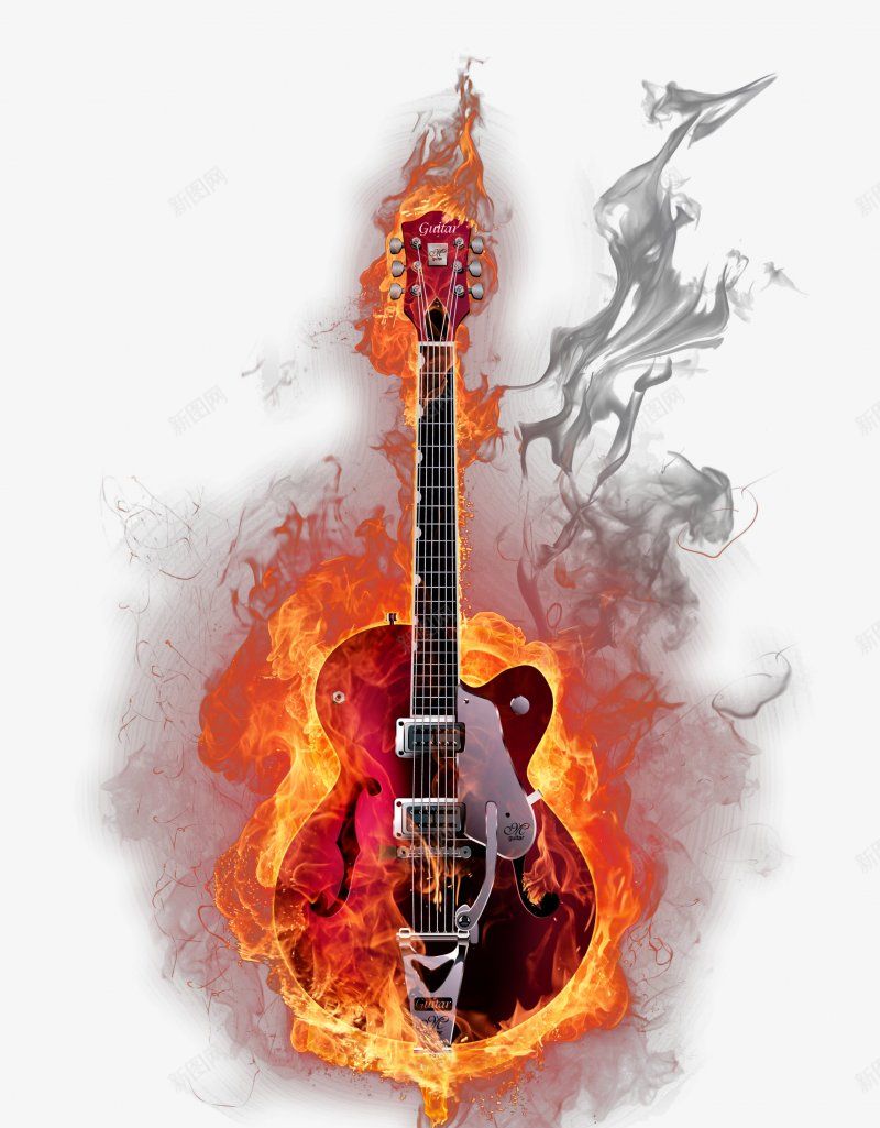 燃烧的吉他png免抠素材_新图网 https://ixintu.com 燃烧的吉他 设计