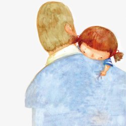 父子父亲与儿子男孩子插画卡通手绘父亲父爱爸爸感恩插素材