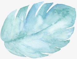 手绘水彩蓝绿叶子装饰图素材