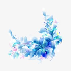 手绘蓝色花朵鲜花透明图素材