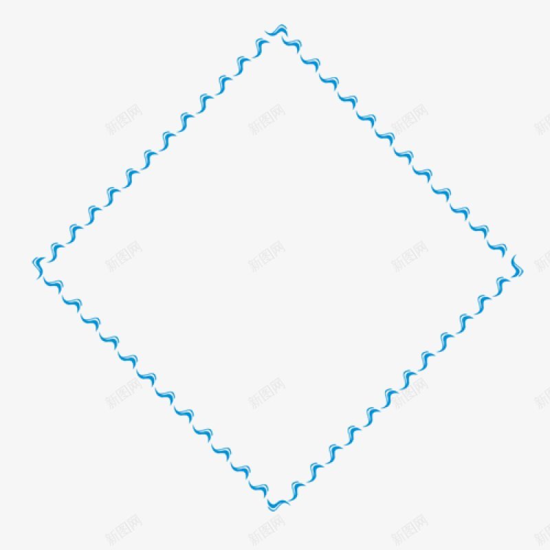 手绘蓝色简约花边边框装饰图png免抠素材_新图网 https://ixintu.com  蓝色花边 方形 简约 装饰 边框 框  绘图