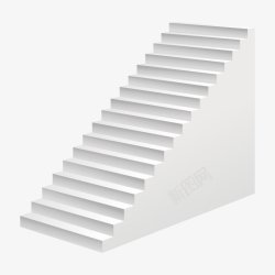 白色立体楼梯素材