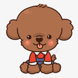 手绘可爱的棕色小狗卡通动物插画素材