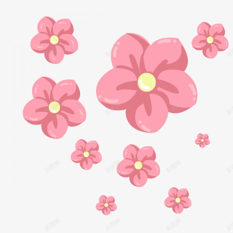 红色粉色花朵png免抠素材_新图网 https://ixintu.com 花朵 装饰元素 粉色鲜花 红色花朵 黄色