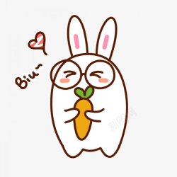 人性化扁平送萝卜的小白兔卡通动物插画高清图片