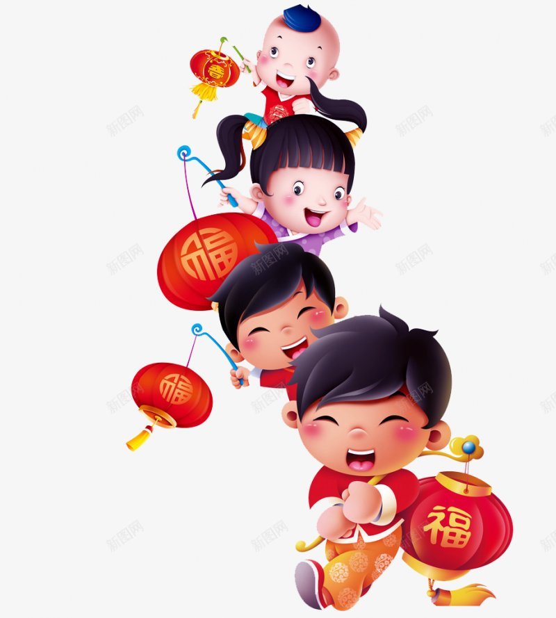 新年福娃福娃灯笼卡通喜庆小孩春节喜庆团圆打灯笼png免抠素材_新图网 https://ixintu.com 卡通 喜庆 小孩 微信公众号渔舟爱设计 新年福娃矢量 灯笼 福娃 透明