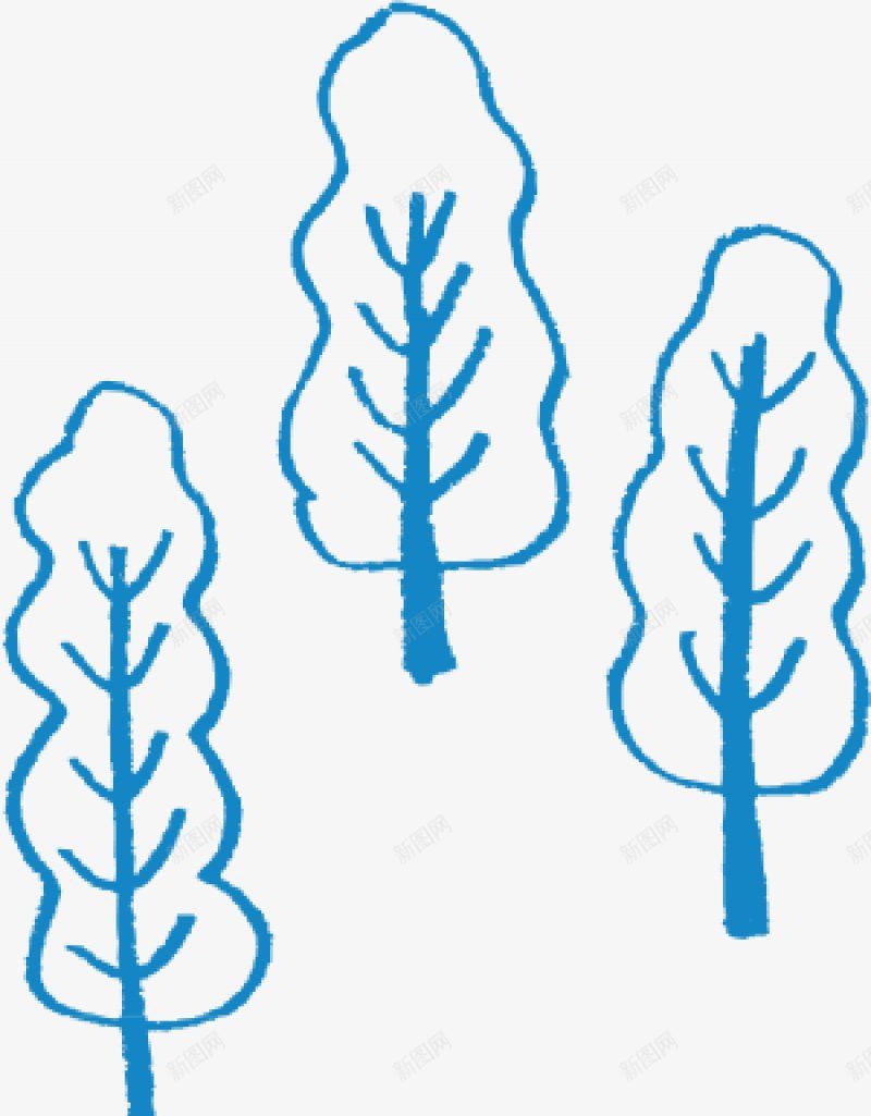 卡通三棵蓝色树彩笔绘画图png免抠素材_新图网 https://ixintu.com  水彩画 手绘漫画 蓝色树木 森林系 卡通 涂鸦 创意的 绘画装饰  篮彩画   插图  