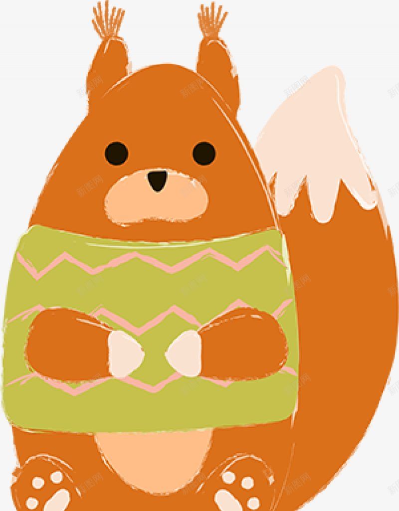 手绘可爱的小松鼠动物png免抠素材_新图网 https://ixintu.com 手绘 冬天 冬季 橘色 水彩 小松鼠 绿色 外套 卡通  可爱  玩具  绒毛 动物  卡通元素