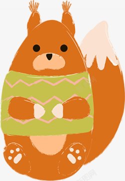 橘色外套手绘可爱的小松鼠动物高清图片