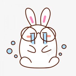 人性化扁平悲伤的小白兔卡通动物插画高清图片