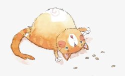 猫咪动物一只睡觉的黄色猫咪卡通图片高清图片