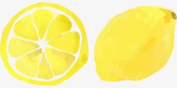 手绘新鲜水果柠檬切面卡通装饰素材