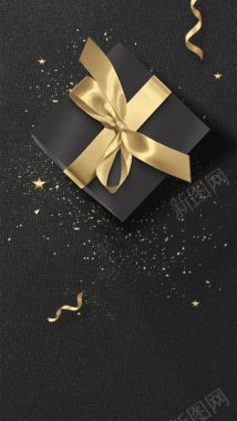 黑金质感冬季圣诞节日礼物背景图质感金属质感炫酷背景