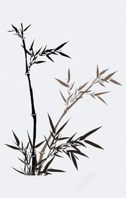 竹子树叶水墨中国风国画手绘装饰元素图素材