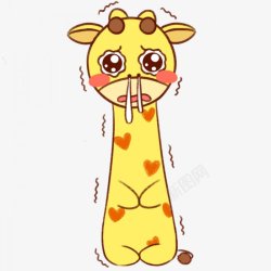 手绘卡通动物黄色长颈鹿插画图素材