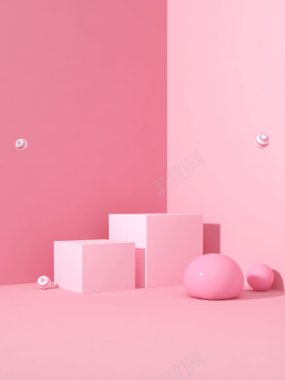 C4D立体背景粉色color背景