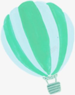 绿白条水彩绿白线条仿真热气球插画图高清图片