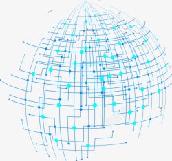 蓝色科技感线条网格球装饰图素材