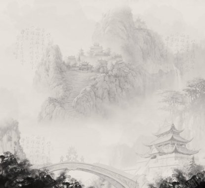 中国风背景中国风背景电商平面网页国外美术基础活动房背景