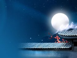 桃花ppt月圆之夜桃花出墙中国风ppt背景背景图高清图片