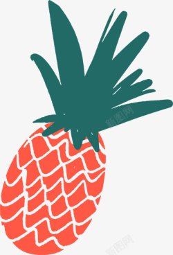 一个菠萝绘画插图素材
