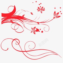 简易的红色花纹装饰图案素材