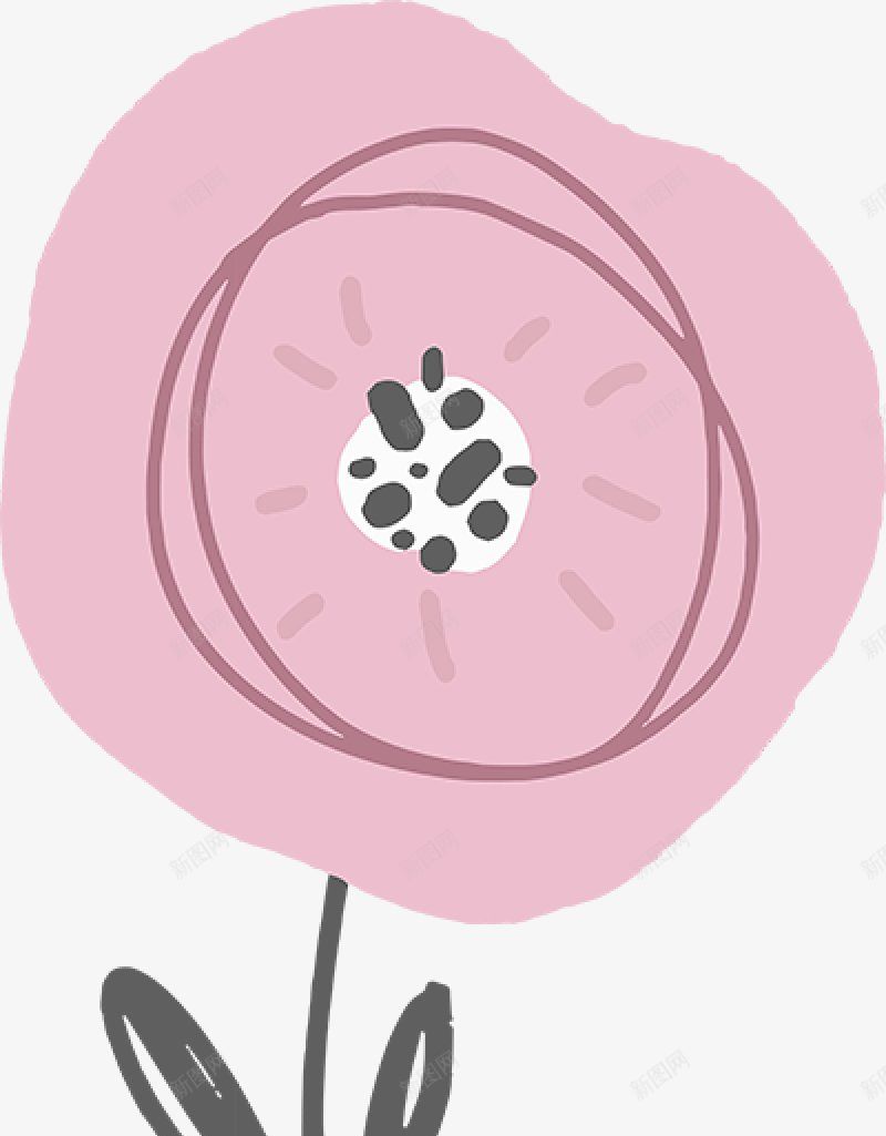 粉红花朵装饰绘图png免抠素材_新图网 https://ixintu.com  绘画  红花 黑色 叶子 涂鸦   简单  孤独   装饰