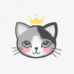 手绘卡通动物戴皇冠的小猫插画素材