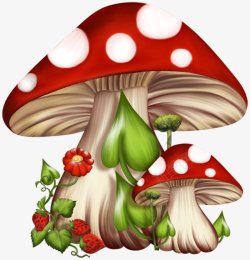 童话卡通蘑菇素材