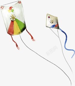 中国风卡通风筝彩色插画素材