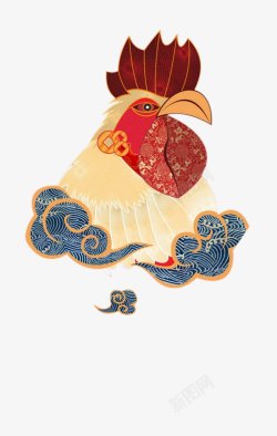 鸡年鸡中国风平面春节卡通可爱祥云透明圣诞元旦春节圣素材