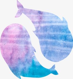 鲸鱼水彩蓝鲸手绘淡雅卡通手绘童话卡片梦幻图更多尽在素材