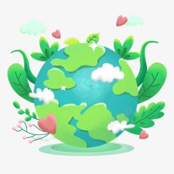 你我共建世界环境日地球插画卡通地球保护高清图片