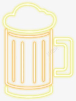 夏季炫酷霓虹灯黄色啤酒杯装饰素材