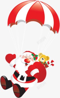 跳伞的圣诞老人装饰图素材