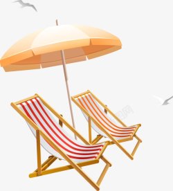 夏日沙滩防晒伞沙滩椅图素材