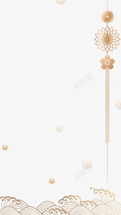 金星底纹手绘金色灯笼中国结吊饰装饰插画高清图片