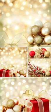 圣诞节唯美金色装饰彩球SD背景