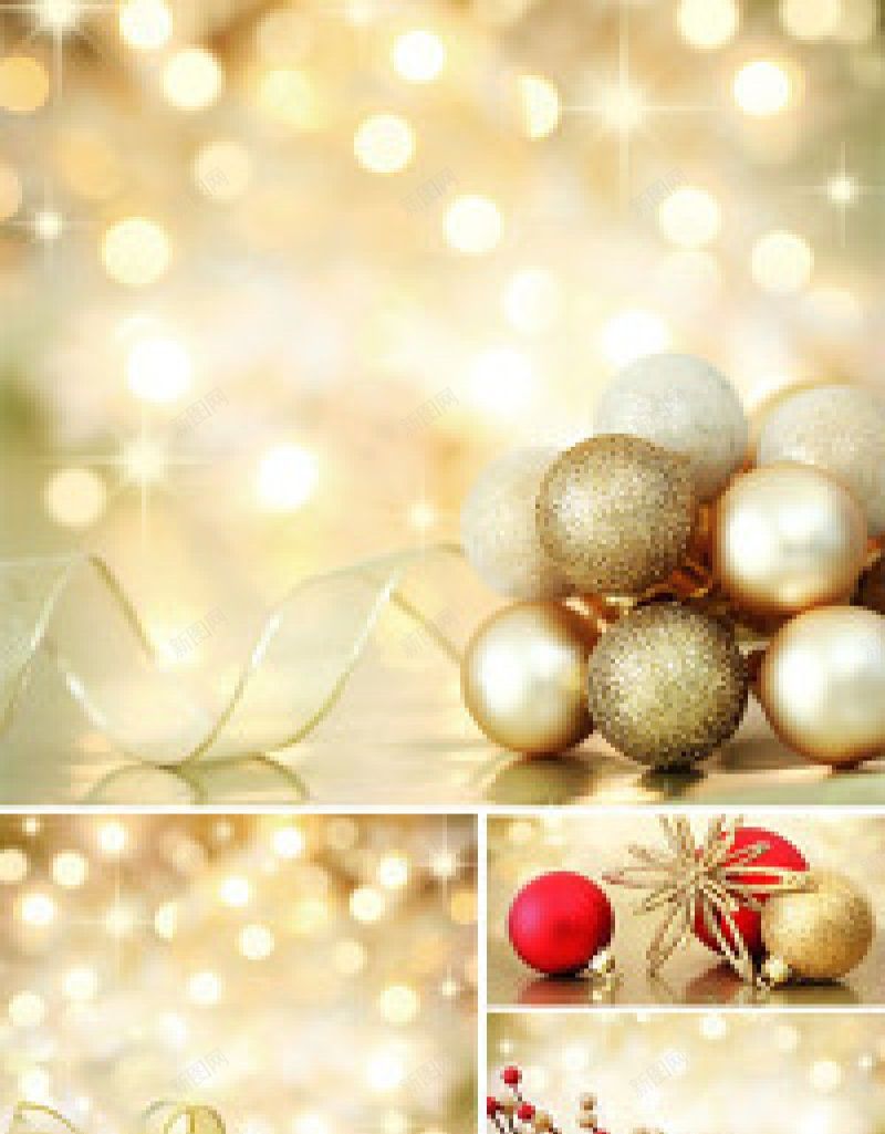 圣诞节唯美金色装饰彩球SDjpg设计背景_新图网 https://ixintu.com SD