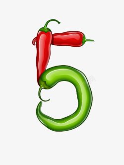 艺术字创意卡通辣椒文字蔬菜食材数字阿拉伯数字5冒险素材